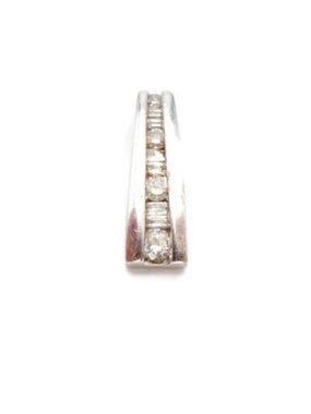 14k White Gold Diamond Bar Pendant